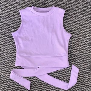 Ribbed Open Back Sleeveless Shirt and ties in back